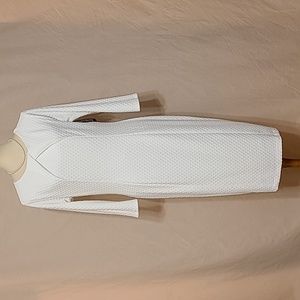 New York & Company White Three-quarter Sleeve Sheath Dress
